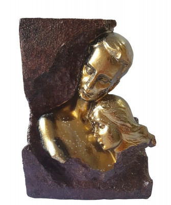 Statueta decorativa, Cuplu de Indragostiti, Auriu, 16 cm, QMS9219 foto