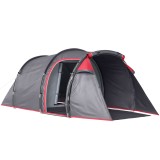 Outsunny Cort pentru Camping 2 Locuri cu Vestibul Mare, Cort Impermeabil Usi cu Fermoar, 426x206x154cm Gri | Aosom Romania
