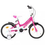 Bicicleta pentru copii, negru si roz, 16 inci, vidaXL