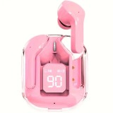 Casti audio wireless TWS UltraPods Max Clear, Bluetooth 5.3, Afisaj Baterie, Bass, Fast Charging, USB-C, Roz