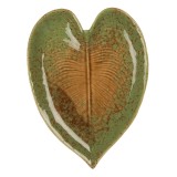 Cumpara ieftin Platou ceramica maro verde Frunza 15x11x2 cm