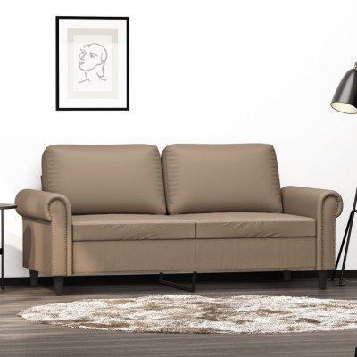 vidaXL Canapea cu 2 locuri, cappuccino, 140 cm, piele ecologică foto