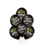 Set 6 baloane latex Happy Birthday to you D11, negru, 30 cm, Godan