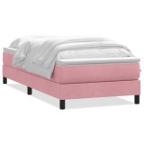 Cumpara ieftin Pat box spring cu saltea, roz, 80x220 cm, catifea