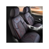 Cumpara ieftin Set Huse Scaune Auto pentru Mercedes-Benz E-Class - Panda Nepal, material textil cu piele ecologica, cu fermoare pentru bancheta rabatabila, negru cu