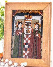 Sfin?ii Petru ?i Pavel (Nicula, secol XIX) -Icoana pictata pe sticla foto