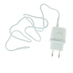 Set incarcator de retea cu 2 X USB si cablu micro USB lungime 1m, Hoco N4 73104, 5V, 2.4A, alb
