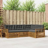 vidaXL Set de canapele de exterior cu pernă 4 pcs Natural și Antracit 3373372