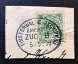 Germania / Imperiul German 1889 Fragment "Reichsadler / Stema Imperială 5 Pfennig Verde" Ștampilat Feroviar - CKL2