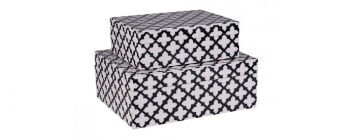 Set 2 cutii pentru depozitare Canvas alb negru