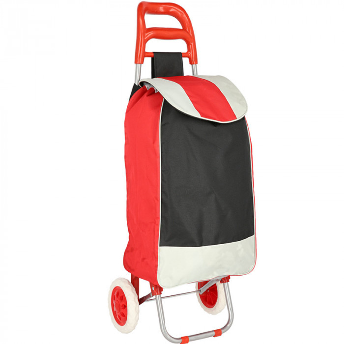 Carucior de piata pliabil Grunberg, 40 l, cu 2 roti, Rosu