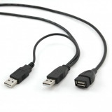 Cumpara ieftin CABLU USB GEMBIRD splitter USB 2.0 (T) la USB 2.0 (M) + USB 2.0 (T) 0.9m negru CCP-USB22-AMAF-3
