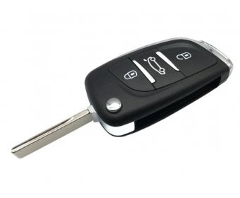 Carcasa cheie Topautochei&amp;reg; pentru Peugeot Citroen, upgrade model vechi, 3 butoane, lamela HU83, cu suport de baterie pe spatele carcasei foto