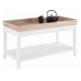 Masuta laterala cu tava detasabila Flair Riviera, MDF/lemn masiv, alb/natur, 100 x 50 x 55 cm