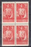 ROMANIA 1950 LP 264 - 1 MAI DANTELAT SERIA IN BLOC DE 4 TIMBRE STARE MNH