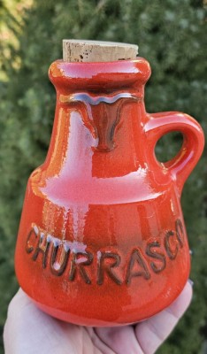 RECIPIENT VINTAGE DIN CERAMICĂ EMAILATA PENTRU SOSURI GRATAR foto
