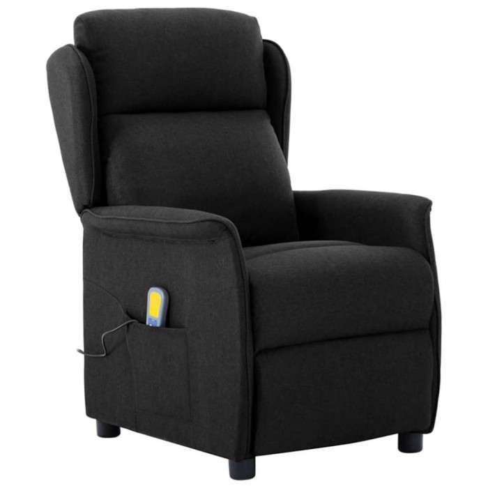 vidaXL Scaun de masaj cu pernă Negru 67.5 x 93.5 x 101.5 cm țesătură 348351