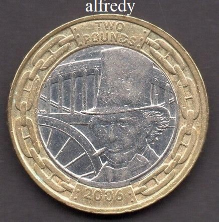 Anglia, Marea Britanie, 2006 2 Pounds, Comemorativa, Brunel, Pod