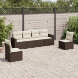 Gossi set canapele de gradina cu perne, 6 piese, maro, poliratan