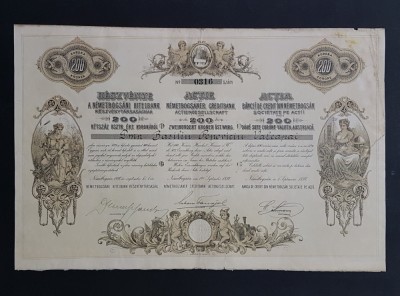 Actiune 1897 banca de credit din Nemetbogsan , banca , actie , titlu , actiuni foto