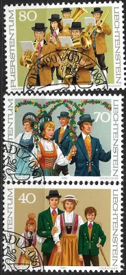 B1041 - Lichtenstein 1980 - folclor 3v.stampilat,serie complete foto