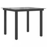 vidaXL Masă de grădină, negru, 80 x 80 x 74 cm, aluminiu și sticlă