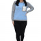 Pulover tricotat Lara,accesorizat cu buzunare,gri-albastru