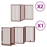 Cumpara ieftin Poarta caini pliabila cu usa 12 panouri maro 600 cm, lemn plop