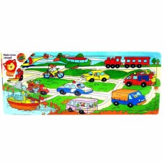 Puzzle lemn - Mijloace de transport, 21 piese