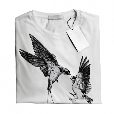 Tricou casual din bumbac 100% de barbati marimea XL Birds love foto