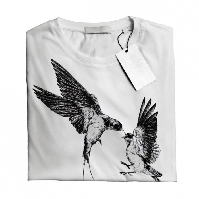 Tricou casual din bumbac 100% de barbati marimea XL Birds love