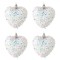 Set Ornamente Brad Crăciun, Inimi Albe Tinsel Holografic, 6cm, 4 Bucăți