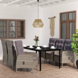 VidaXL Set de servit masa pentru grădină, 7 piese, gri și negru