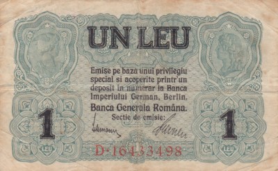 ROMANIA 1 leu 1917 BGR VF!!! foto