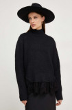 Answear Lab pulover de lana culoarea negru, cu guler