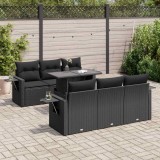 vidaXL Set canapele de grădină cu perne, 7 piese, negru, poliratan 3326416