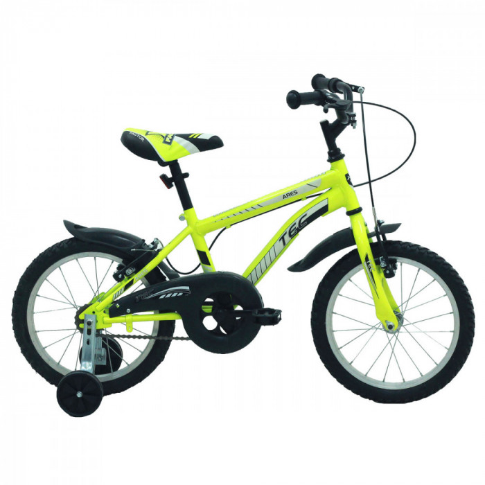 Bicicleta copii TEC Ares, culoare galben, roata 16&quot;, din otel PB Cod:221631000009