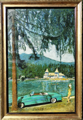 T. MEDELETE-Peisaj &amp;icirc;n Băile Tuşnad, pictură pe p&amp;acirc;nză (1964) foto