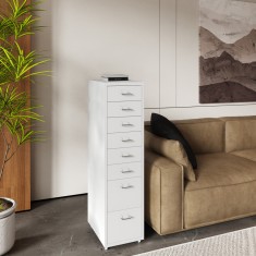 Rollcontainer Kokar mit 8 Schubladen 109x28x41 cm Wei? [en.casa] HausGarden Leisure foto