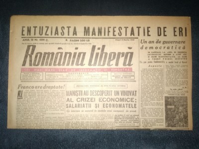 ZIAR ROMANIA LIBERA 8 MARTIE 1946 foto