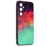 Husa telefon compatibila samsung galaxy s23 fe, glass spate din sticla securizata, fiery ocean