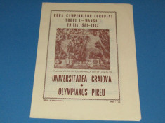 Program meci fotbal UNIVERSITATEA CRAIOVA - OLYMPIACOS PIREU(CCE 16.09.1981) foto