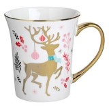 Cana Ceramica de Crăciun cu Model Ren Auriu, CMCLASS