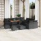 Set de sofa Gossi cu 13 piese si perne negre din ratan polimer acacia, sofa de gradina Gossi cu 2 locuri si perne negre din ratan polimer, set de dini