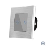 Cumpara ieftin Intrerupator dublu touch din sticla si aluminiu Luxion RF433, gri