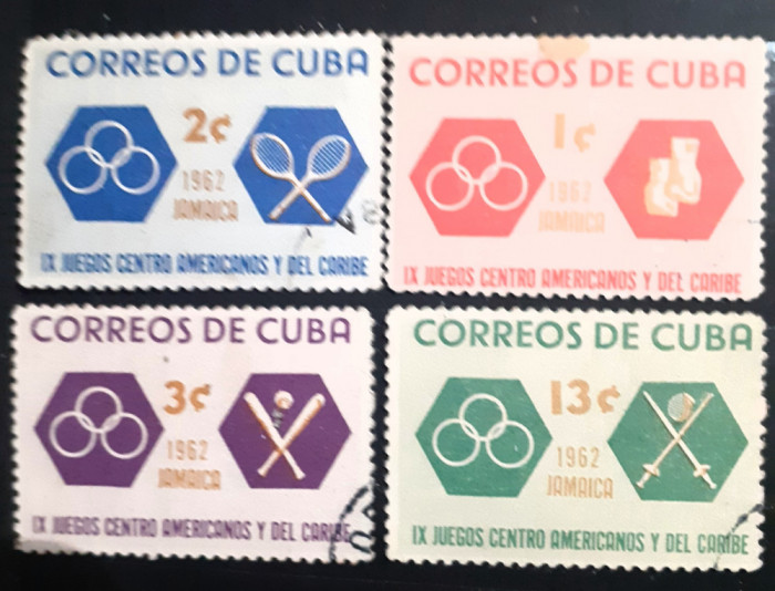Cuba 1962 sport, jocuri sporive America centrala si Caribe stampilat