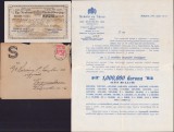 A2363 Bilet de loterie maghiar, EredetiSorsjegy, 1916 + reclamă loterie + plic cu antet Sz&aacute;nt&oacute; &eacute;s T&aacute;rsa Budapest