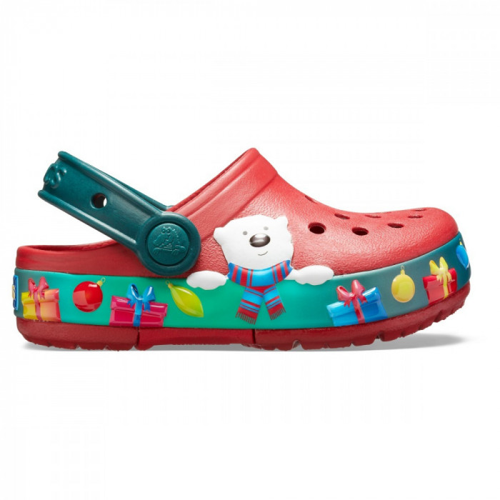 Saboți Crocs Fun Lab Holiday Lights Clog K Rosu - Pepper/White