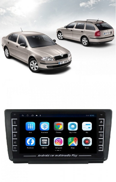 Navigatie Skoda Octavia II 2004 - 2013, Android 1GB RAM, Radio GPS Dual Zone, Display HD IPS 8 Touchscreen