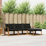 vidaXL Set de canapele de exterior cu pernă 4 pcs Natural și Negru 3369343